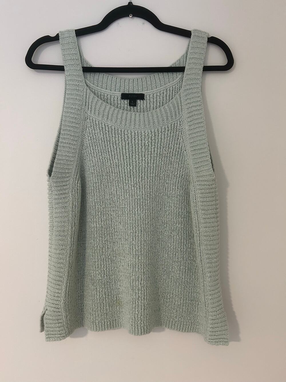 J.Crew Sweater Tank Top Sleeveless Knit EUC Mint Sage Green Cotton Blend EUC L - Picture 1 of 9